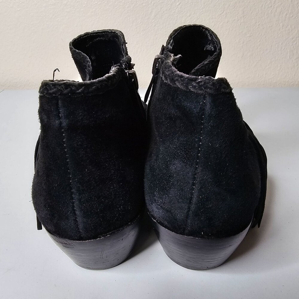⚡️Sam Edelman Size 7 Boots Black Suede Leather Paige Ankle Bootie Fringe Western - Picture 6 of 11